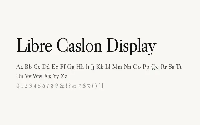 Libre Caslon Display specimen from Google Fonts