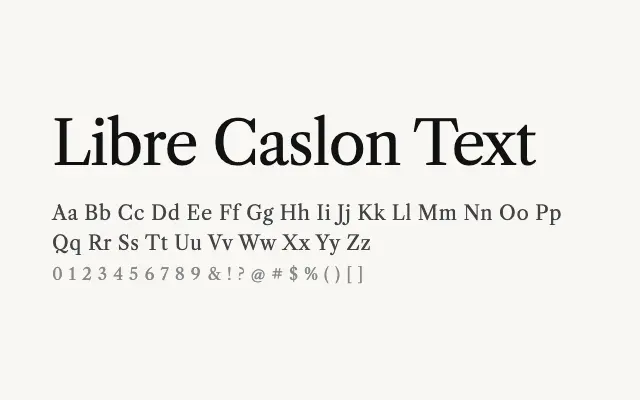 Libre Caslon Text specimen from Google Fonts