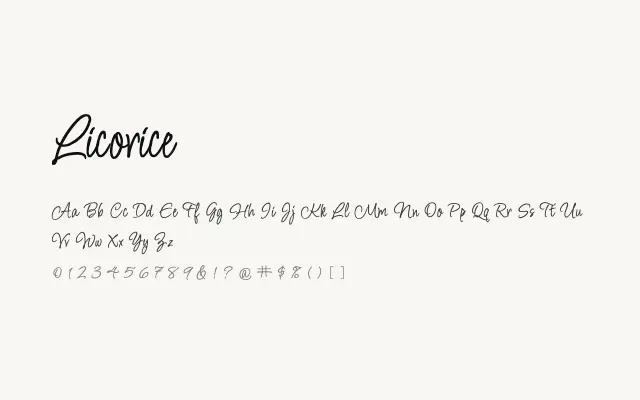 Licorice specimen from Google Fonts