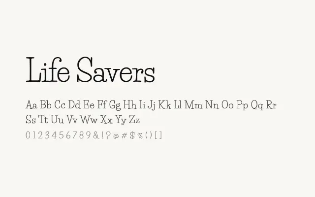 Life Savers specimen from Google Fonts