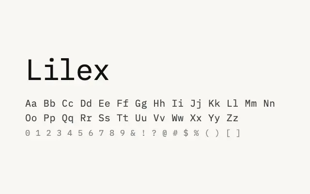 Lilex specimen from Google Fonts
