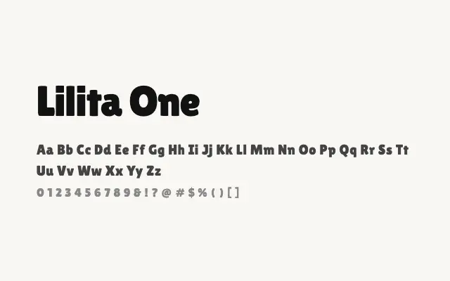 Lilita One specimen from Google Fonts