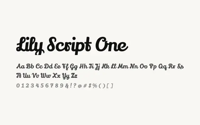 Lily Script One specimen from Google Fonts