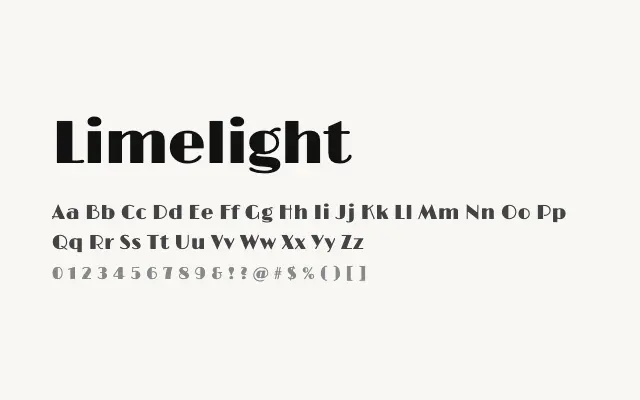 Limelight specimen from Google Fonts
