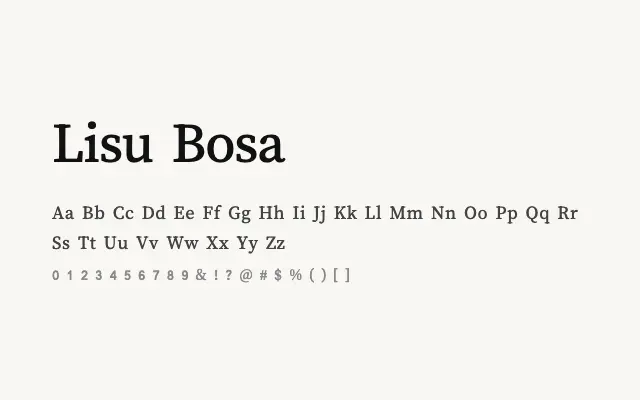 Lisu Bosa specimen from Google Fonts