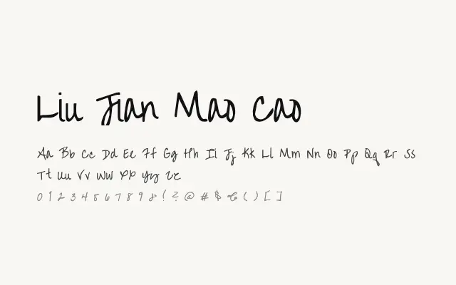 Liu Jian Mao Cao specimen from Google Fonts