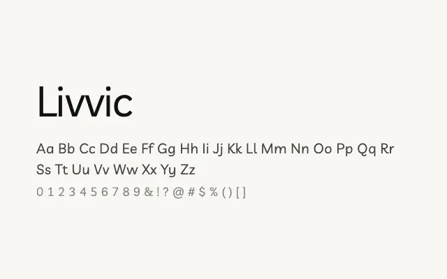 Livvic specimen from Google Fonts