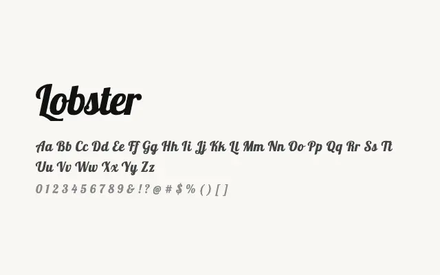 Lobster specimen from Google Fonts