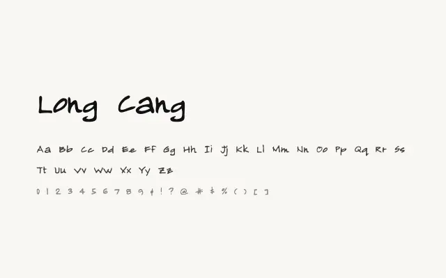 Long Cang specimen from Google Fonts