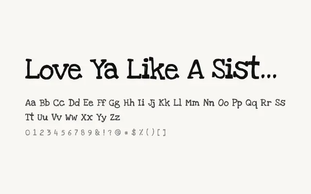 Love Ya Like A Sister specimen from Google Fonts