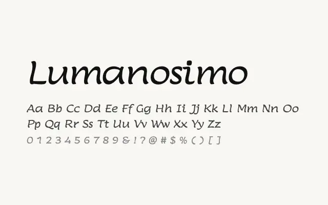 Lumanosimo specimen from Google Fonts