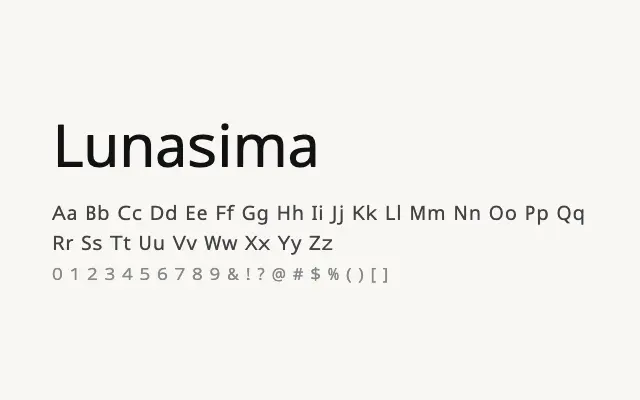 Lunasima specimen from Google Fonts