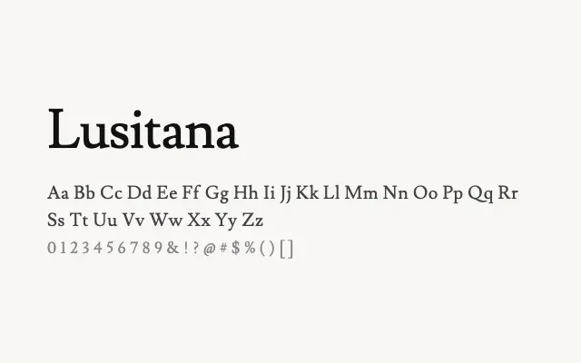 Lusitana specimen from Google Fonts