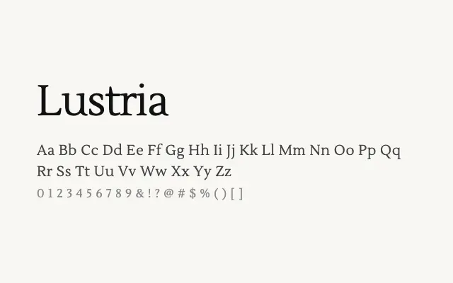 Lustria specimen from Google Fonts