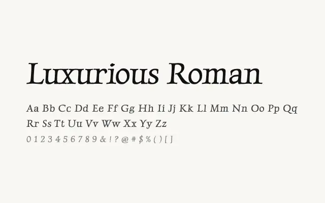 Luxurious Roman specimen from Google Fonts