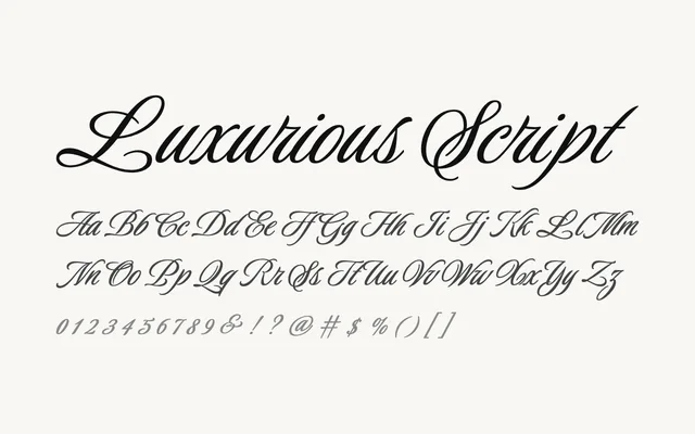 Luxurious Script specimen from Google Fonts