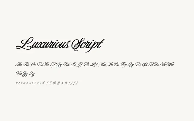 Luxurious Script specimen from Google Fonts