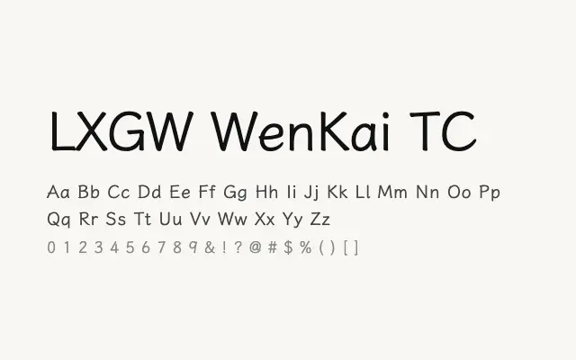 LXGW WenKai TC specimen from Google Fonts