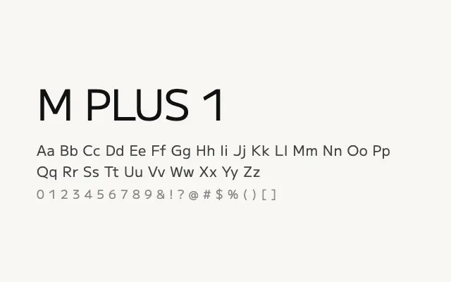 M PLUS 1 specimen from Google Fonts