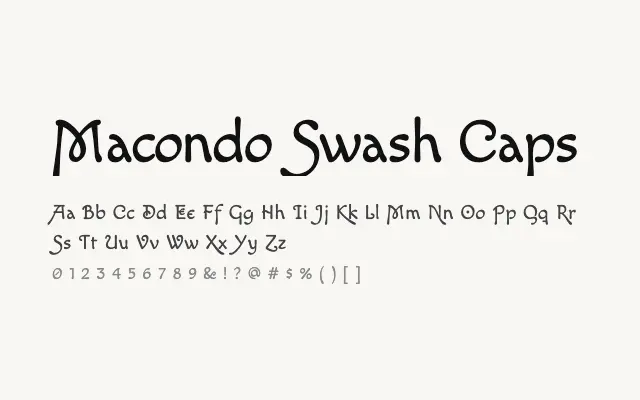Macondo Swash Caps specimen from Google Fonts