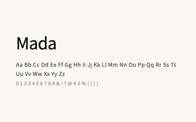 Mada specimen from Google Fonts