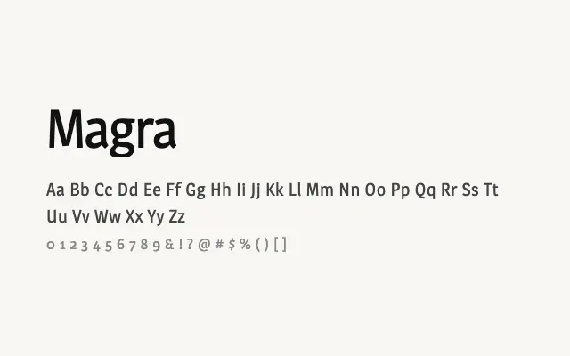 Magra specimen from Google Fonts