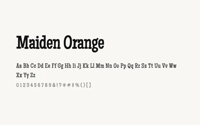 Maiden Orange specimen from Google Fonts