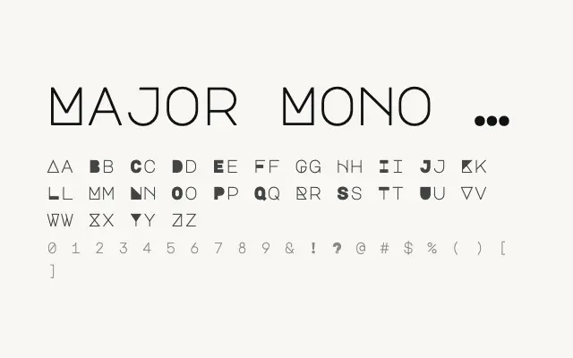 Major Mono Display specimen from Google Fonts