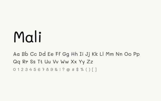 Mali specimen from Google Fonts