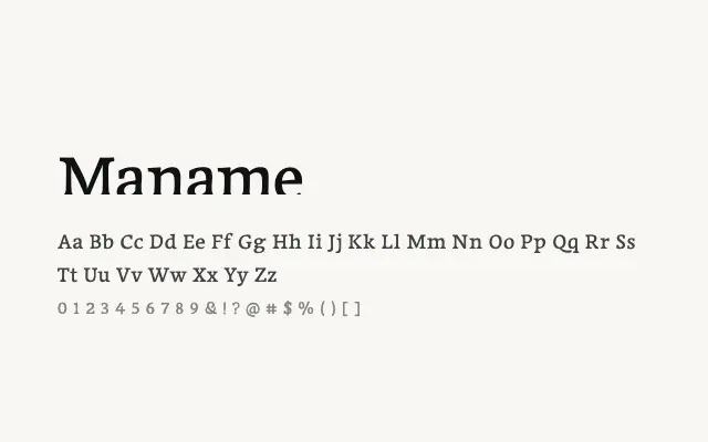 Maname specimen from Google Fonts
