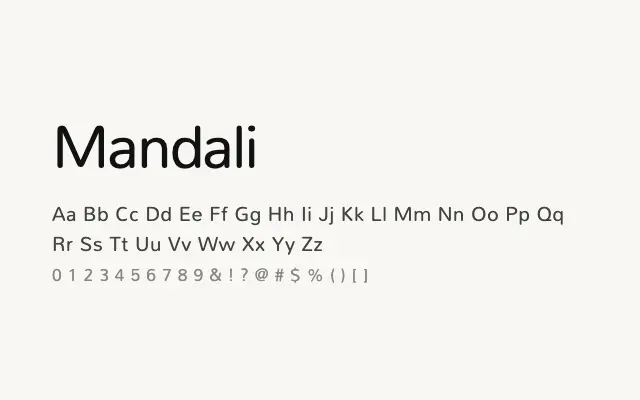 Mandali specimen from Google Fonts