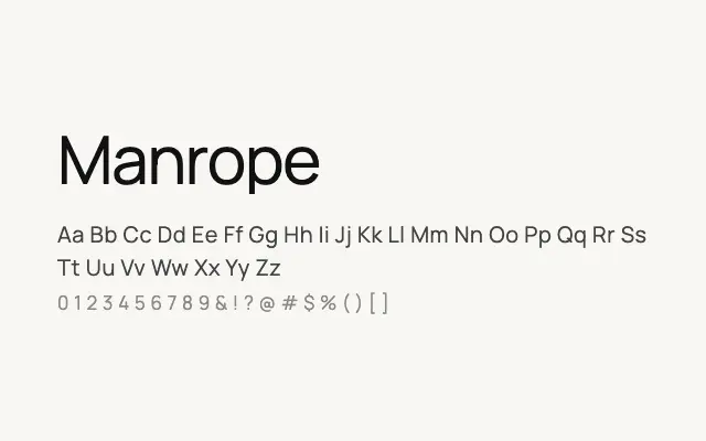 Manrope specimen from Google Fonts