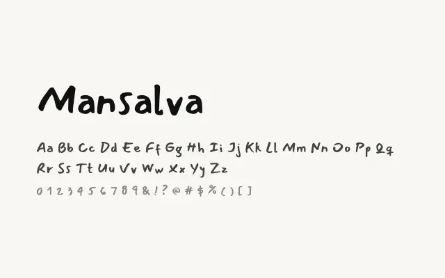 Mansalva specimen from Google Fonts