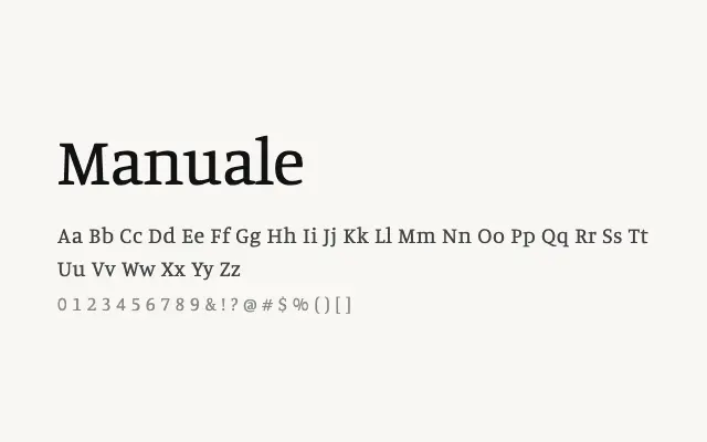 Manuale specimen from Google Fonts