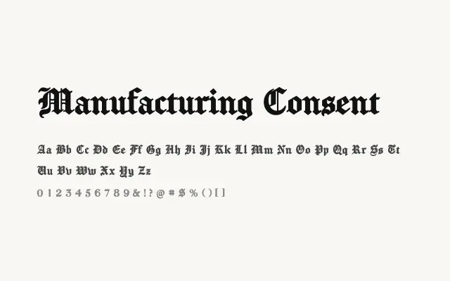 Manufacturing Consent specimen from Google Fonts