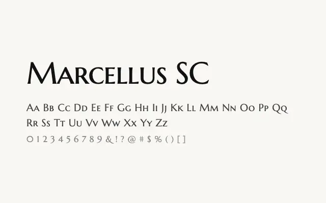 Marcellus SC specimen from Google Fonts