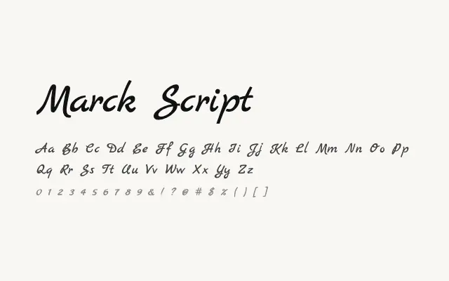 Marck Script specimen from Google Fonts