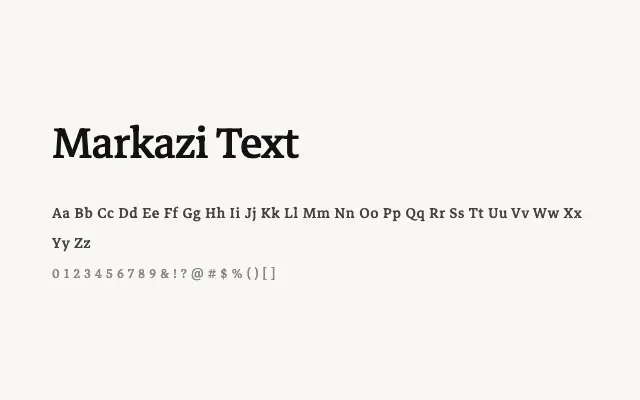 Markazi Text specimen from Google Fonts