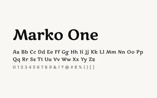 Marko One specimen from Google Fonts
