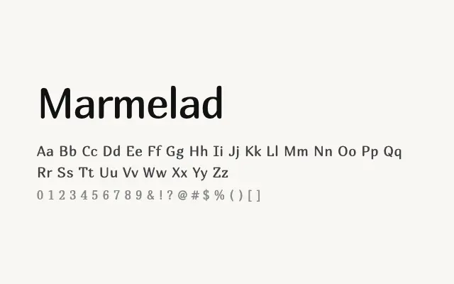 Marmelad specimen from Google Fonts