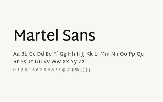 Martel Sans specimen from Google Fonts
