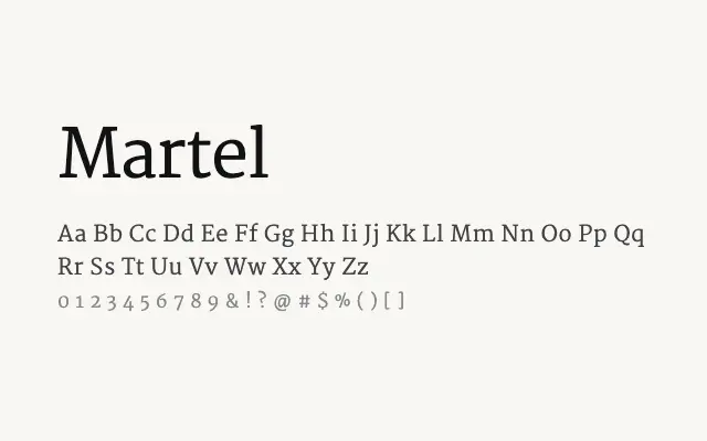 Martel specimen from Google Fonts
