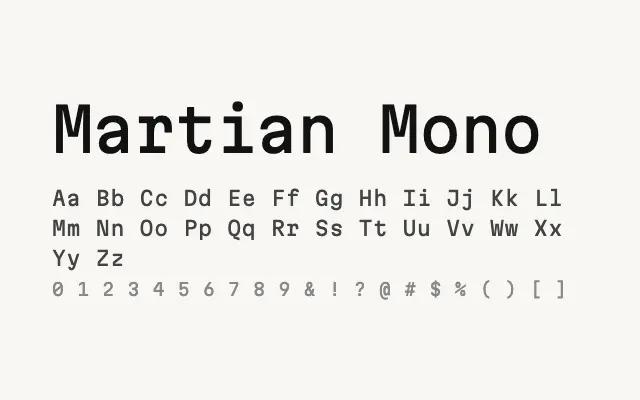 Martian Mono specimen from Google Fonts