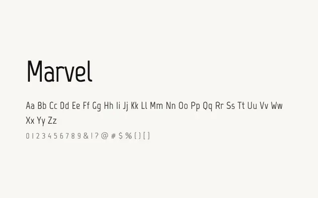 Marvel specimen from Google Fonts