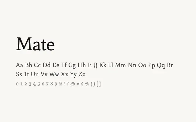 Mate specimen from Google Fonts