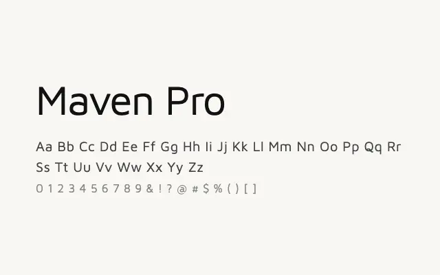 Maven Pro specimen from Google Fonts