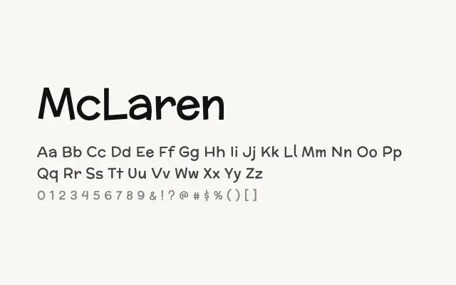 McLaren specimen from Google Fonts