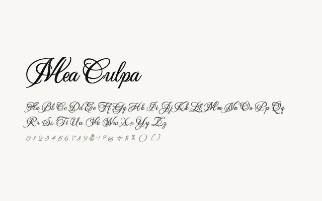 Mea Culpa specimen from Google Fonts