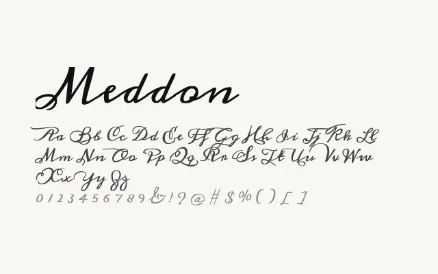 Meddon specimen from Google Fonts