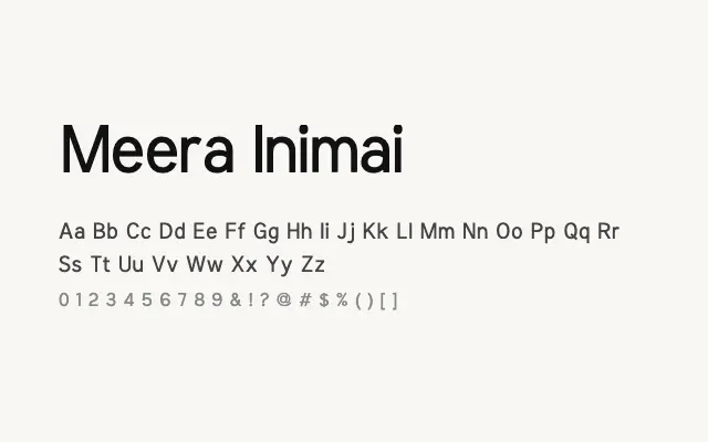 Meera Inimai specimen from Google Fonts